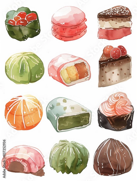 Obraz set of Japanese sweets