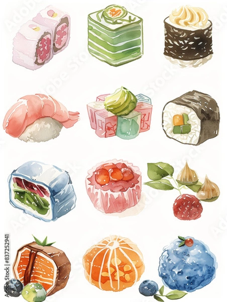 Obraz set of Japanese sweets