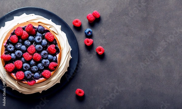 Fototapeta Sponge and cream cake