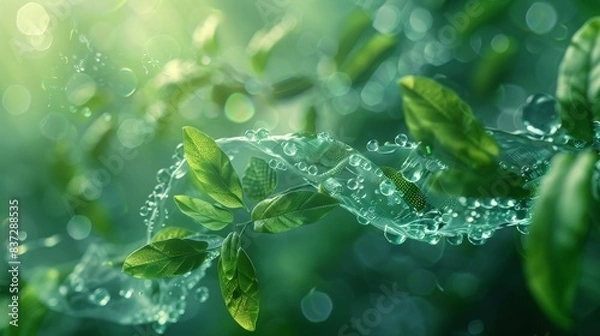 Fototapeta Creative abstract depiction of sustainable business growth, intertwined with nature, eco-conscious practices, green technologies, environmental harmony, innovative design, striking visuals,