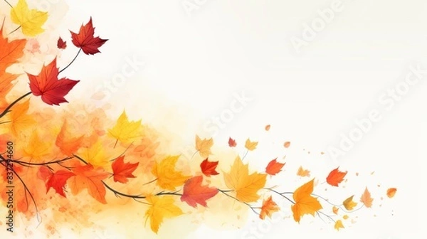 Fototapeta autumn leaves background, generative ai