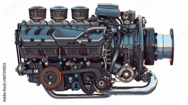 Fototapeta An isolated vector image portrays a power car engine.