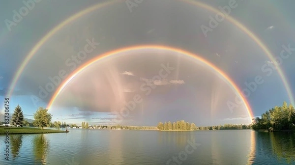 Obraz Double rainbow over Silver Lake