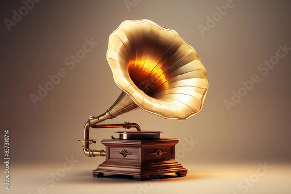 Obraz old gramophone on a retro background