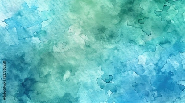 Fototapeta Abstract watercolor paint background by teal color blue and green with liquid fluid texture