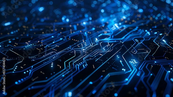 Obraz dark blue magical background with ai elements 