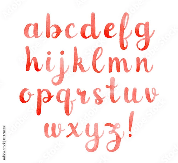 Fototapeta Hand drawn elegant watercolor calligraphic font.