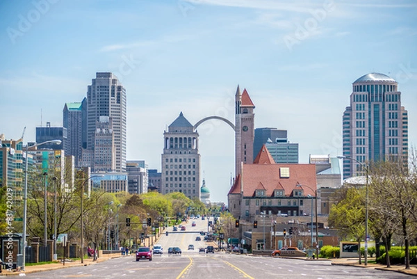 Obraz saint louis missouri downtown w świetle dziennym