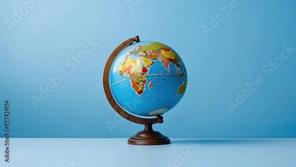 Fototapeta A globe against a blue background with ample copy space
