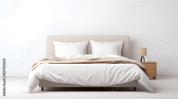 Obraz Bed on a White Background Minimal