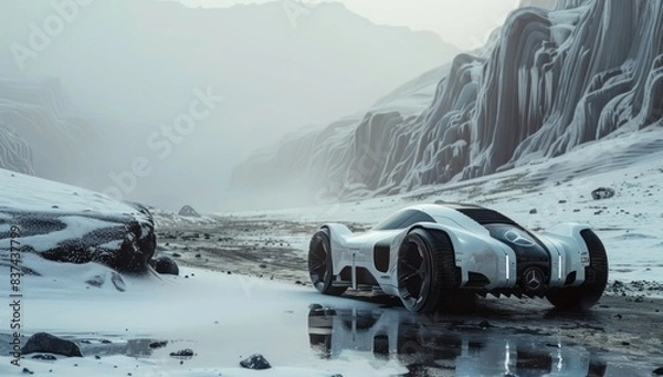 Obraz Embark on an interstellar journey of innovation with a minimalist portrayal of EV Tank technology, capturing the essence of cosmic exploration.