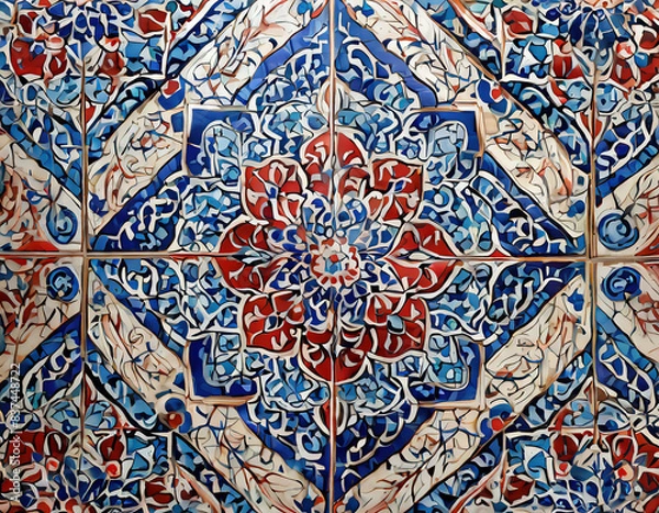 Obraz Traditional Turkish Ottoman ceramic tiles, Floral Patterns
