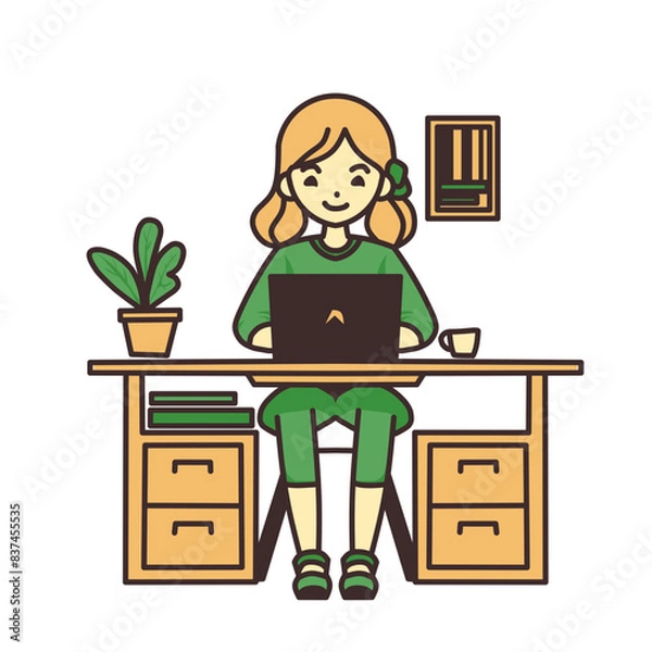 Fototapeta woman working on computer