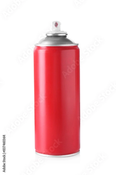 Fototapeta One red spray paint can isolated on white