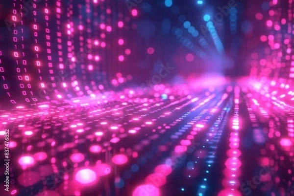Fototapeta Digital Binary Technology Background created with Generative AI