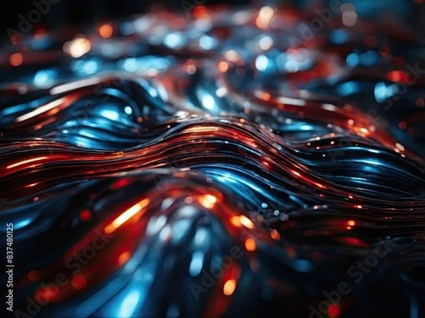 Fototapeta Vivid Quantum Waves. This mesmerizing image captures what appears to be the quantum realm—a realm of subatomic wonders