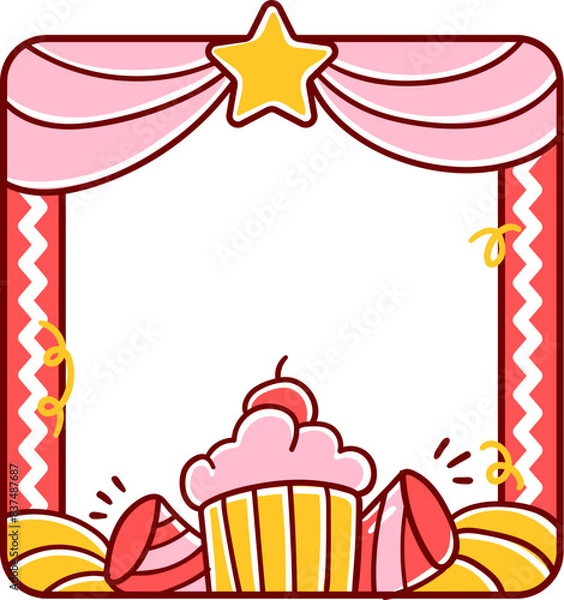 Fototapeta Birthday frame icon with hand-drawn styled