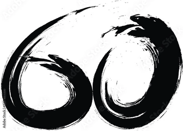 Fototapeta number 60 with paint brush strokes, number Vector paintbrush, 60 ,Number ,grunge brush freestyle font, designed using black and white handwriting line shape, logo, symbol, icon, graphic, vector.