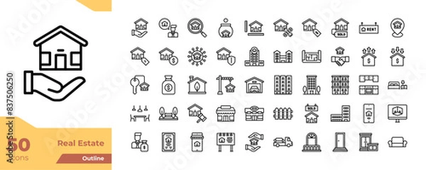 Fototapeta Real Estate Outline Icons