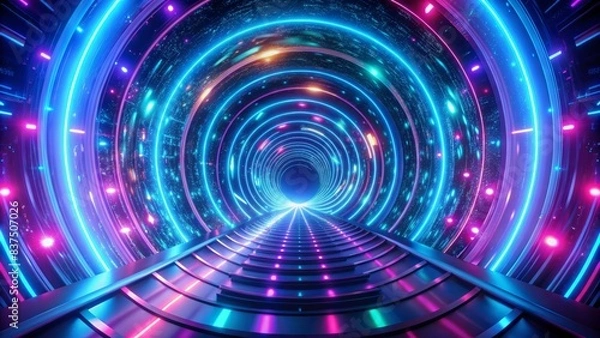 Fototapeta 30 Word Title For The Image Reference Is :.A Journey Through A Surreal, Glowing Tunnel Of Pulsating Light And Color.