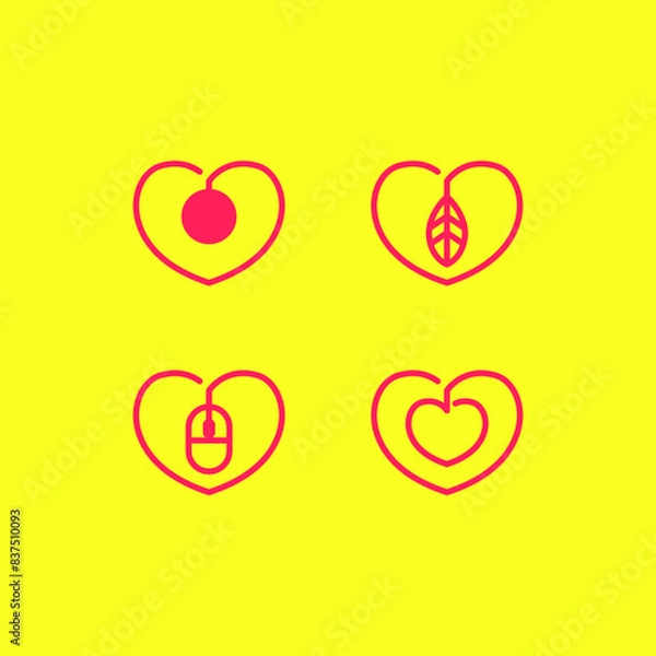 Obraz love symbol icon set minimalist logo design vector