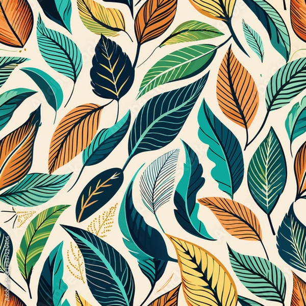 Fototapeta seamless pattern with leaves