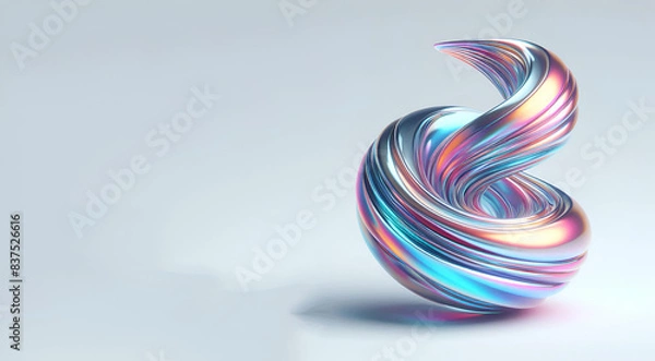 Fototapeta 3d abstract liquid fluid twisted isolated on white on WHITE  background