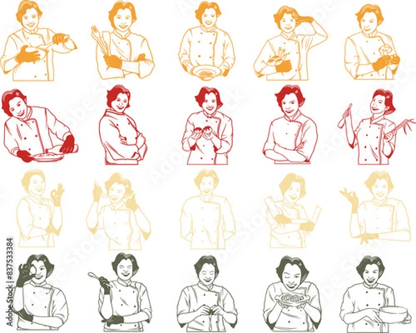 Obraz Chef Woman Illustration Pack