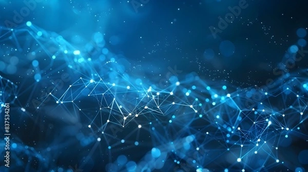 Obraz Mesmerizing Abstract Blue Digital Connectivity Concept with Glowing Futuristic Lights and Patterns