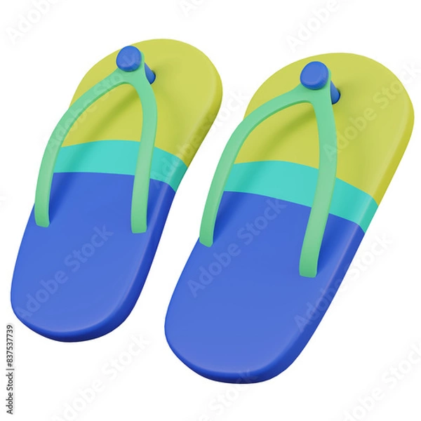 Obraz Summer Holiday 3d element sandals isolated on Transparent Background 