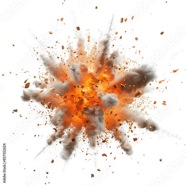 Obraz Powerful Fiery Explosion with Chaotic Smoke and Debris Burst