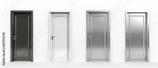 Obraz wood different door, white background