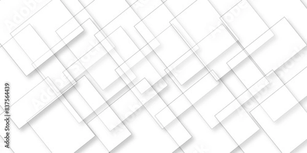 Fototapeta Abstract retro pattern seamless light white geometric square and line vector background. White and gray geometric square technology seamless white banner concept for business and presentation purpose