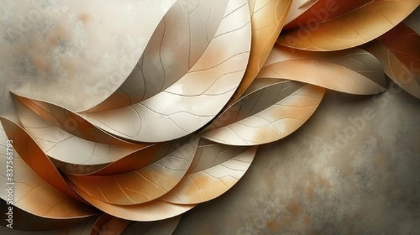 Obraz Elegant Abstract Leaves in Earthy Tones