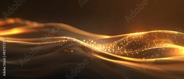 Fototapeta golden abstract moving smoothed lines with futuristic glowing effect