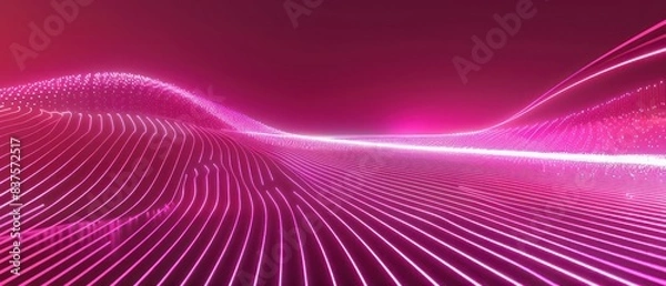 Fototapeta pink abstract moving smoothed lines with futuristic glowing effect 