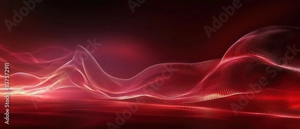 Fototapeta red abstract moving smoothed lines with futuristic glowing effec