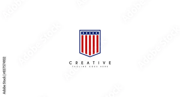 Obraz American flag shield logo design vector illustration.