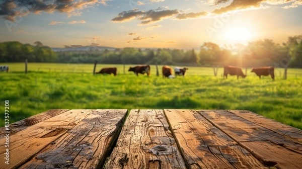 Obraz empty wooden table top blur
