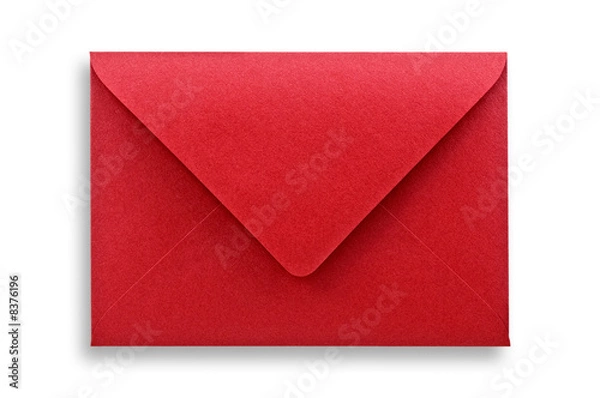 Obraz Czerwona koperta izolowana na białym tle ze ścieżką przycinania