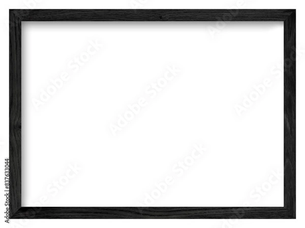 Fototapeta Rectangular picture frame. Old wooden frame, vintage style, with empty space and isolated transparent background with png.
