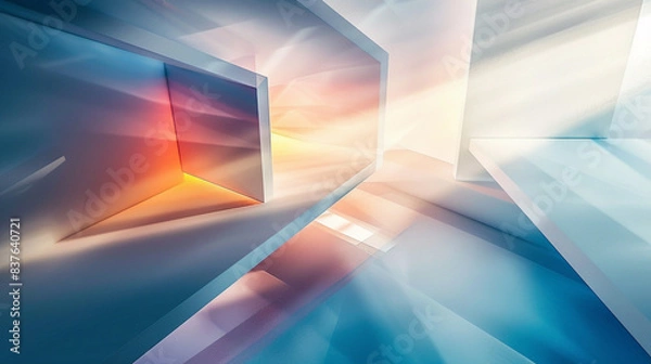 Fototapeta Abstract technology futuristic digital graphic concept blue square, line technology Wireframe background with plexus effect. Futuristic. material in square shapes in random geometric patterns.