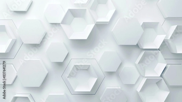 Fototapeta white hexagon bright light background. hexagon concept design abstract technology background. white hexagon white background.