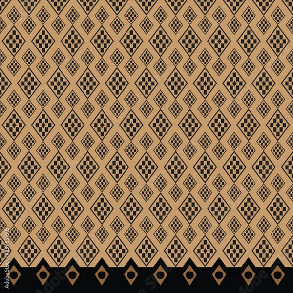 Obraz Seamless pattern fabric pattern on a light brown background.