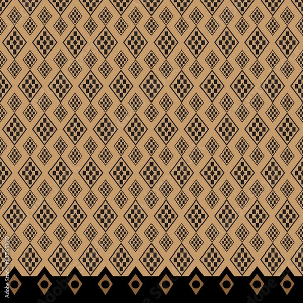 Obraz Seamless pattern fabric pattern on a light brown background.