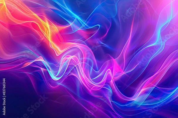 Fototapeta Beautiful texture surface neon wave, design natural abstract background
