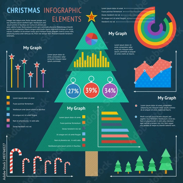 Fototapeta Christmas Infographic Elements