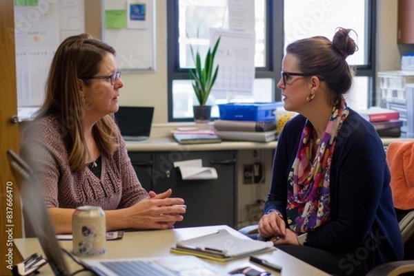Obraz Two women having a serious conversation in an office