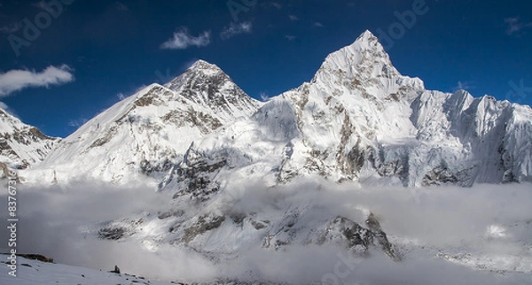 Fototapeta view of the Everest and Nuptse from Kala Patthar