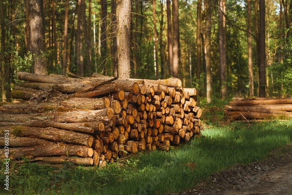 Fototapeta Stack of Logs in a Forest
